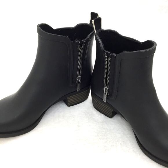 Lucky Brand Women's Black Rubber Rain Booties Sz 6 - Picture 5 of 8